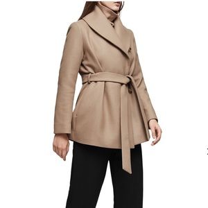 Reiss Meena Wrap Coat Tan Brown Size 2